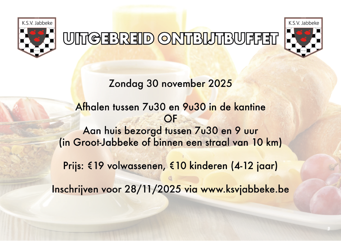 Zondag 30/11/2025 - Ontbijtbuffet KSV Jabbeke